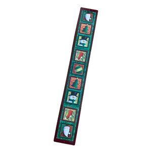 Vintage Christmas Card Holder Wall Hanging Tall Green Brown Santa Zulauf 42"